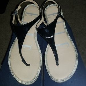 !!! Black sandals with gem rim size 8